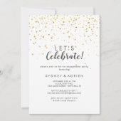 Gold Confetti Let's Celebrate Party Einladung (Vorderseite)