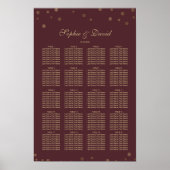 Gold Confetti Liebe Burgundy Wedding Chart Poster (Vorne)