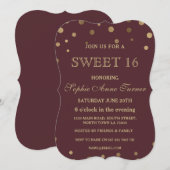 Gold Confetti Liebe Burgundy Wedding Einladung (Vorne/Hinten)