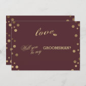 Gold Confetti Liebe Burgundy Wedding Trauzeuge Einladung (Vorne/Hinten)