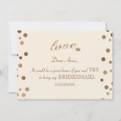 Gold Confetti Liebe Champagne Wedding Bridesmaid Einladung (Rückseite)