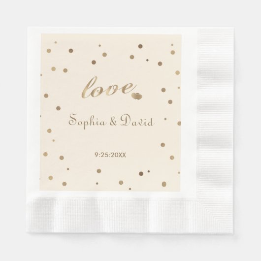 Gold Confetti Liebe Champagne Wedding Serviette (Vorderseite)