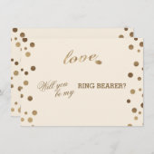 Gold Confetti Liebe Champagner Hochzeitsring Einladung (Vorne/Hinten)