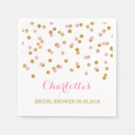 Gold Confetti Light Pink Brautparty Serviette