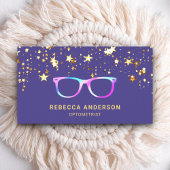 Gold Confetti Lila Rainbow Eye Glasses Optician Visitenkarte