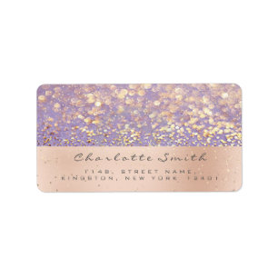 Gold Confetti Makeup Bridal UAWG Lavender Lila Adressaufkleber