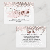 Gold Confetti Makeup Eyes Lashes Aftercare-Karte Empfehlungskarte (Vorne/Hinten)