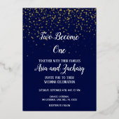 Gold Confetti|Marine Two wird eine Hochzeit Folieneinladung (Vorderseite)