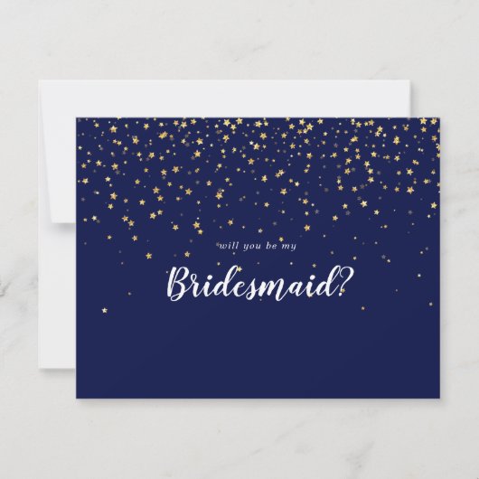 Gold Confetti | Marine wirst du meine Bridesmaid s Mitteilungskarte (Vorderseite)