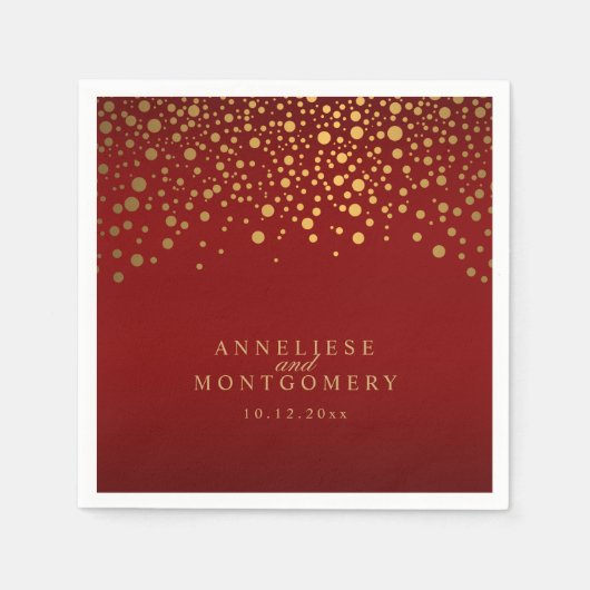 Gold Confetti Maroon Red Serviette (Vorderseite)
