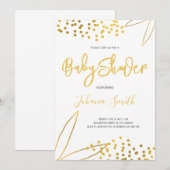 Gold Confetti Minimalistisch Elegant Baby Dusche Einladung (Vorne/Hinten)