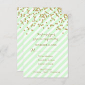 Gold Confetti Mint Stripes Wedding RSVP (Vorne/Hinten)