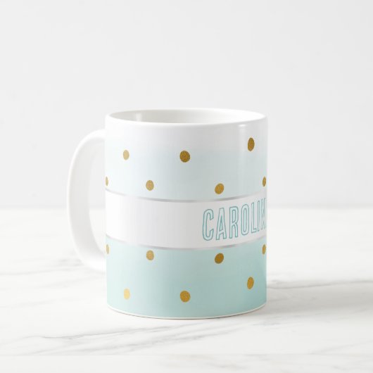 Gold Confetti Minze Wasserfarbname Kaffeetasse (Vorderseite Links)