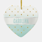 Gold Confetti Minze Wasserfarbname Keramik Ornament (Vorne)