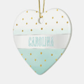 Gold Confetti Minze Wasserfarbname Keramik Ornament (Links)
