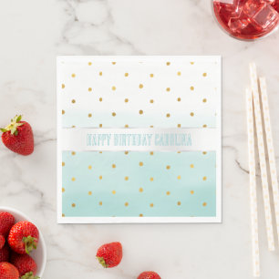 Gold Confetti Minze Wasserfarbname Serviette