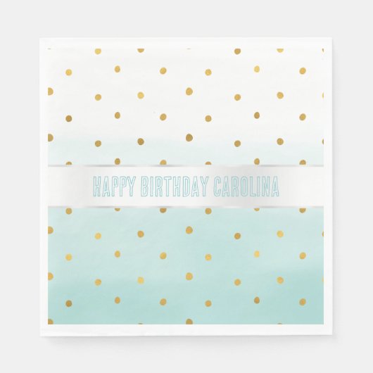 Gold Confetti Minze Wasserfarbname Serviette (Vorderseite)