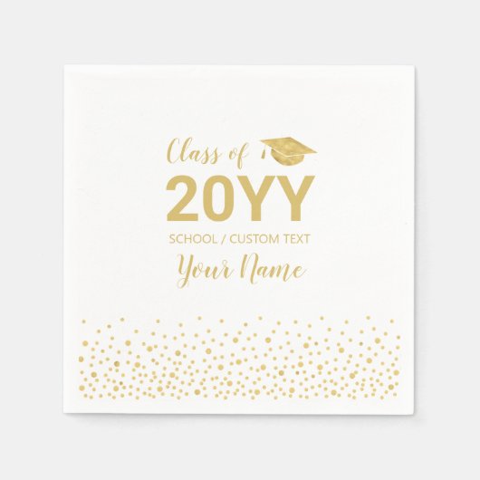 Gold Confetti Modern Graduation Party Gunst Serviette (Vorderseite)