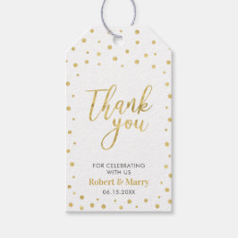 Gold Confetti Modern Wedding Danke Tag Geschenkanhänger