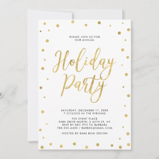 Gold Confetti | Moderne Corporate Holiday Party Einladung (Vorderseite)