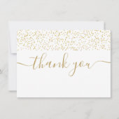 Gold Confetti Modernes, elegantes Skript Dankeskarte (Vorderseite)