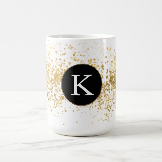 Gold Confetti Monogram Kaffeetasse (Mittel)