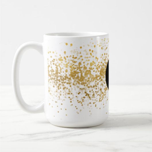 Gold Confetti Monogram Kaffeetasse (Links)