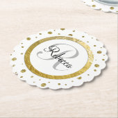 Gold Confetti Monogramm Untersetzer (angewinkelt)