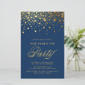 Gold Confetti Navy Blauer Neujahrsvortrag (Stehend Vorderseite)