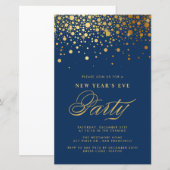 Gold Confetti Navy Blauer Neujahrsvortrag (Vorne/Hinten)