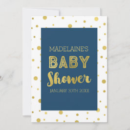 Gold Confetti Navy Blue Baby Einladungen