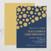 Gold Confetti Navy Blue Einladungen zum 53. Geburt (Vorne/Hinten)