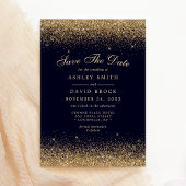Gold Confetti Navy Blue Modern Save The Date