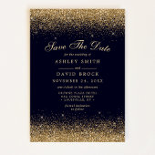 Gold Confetti Navy Blue Modern Save The Date
