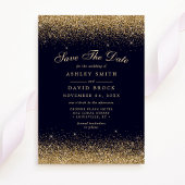 Gold Confetti Navy Blue Modern Save The Date