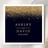Gold Confetti Navy Blue Moderne Hochzeit Serviette