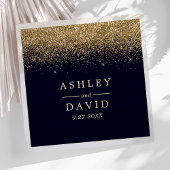 Gold Confetti Navy Blue Moderne Hochzeit Serviette