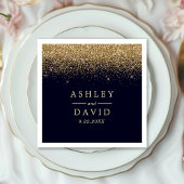 Gold Confetti Navy Blue Moderne Hochzeit Serviette