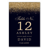 Gold Confetti Navy Blue Moderne Hochzeit Tischnummer (Vorderseite)