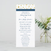 Gold Confetti Navy Blue Wedding Program Programm (Stehend Vorderseite)