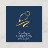 Gold Confetti Navy Eisbeutel Koch Quadratische Visitenkarte (Vorderseite)