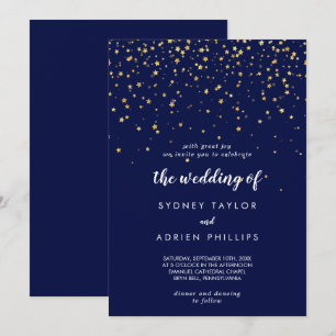 Gold Confetti   Navy Hochzeit der Einladung