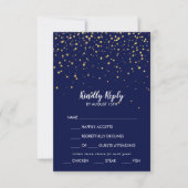 Gold Confetti | Navy Menu Choice Wedding RSVP Card Karte (Vorderseite)