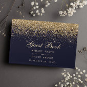 Gold Confetti Navy Moderne schicke Hochzeit Gästebuch