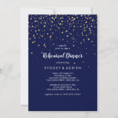 Gold Confetti | Navy Probe Dinner Einladung (Vorderseite)