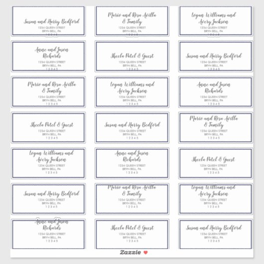Gold Confetti | Navy Wedding Guest Address Labels (Blatt)