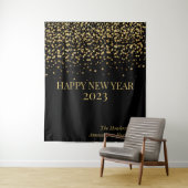 Gold Confetti Neujahr Personalisiert Wandteppich (Beispiel)