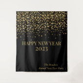 Gold Confetti Neujahr Personalisiert Wandteppich (Vorderseite)