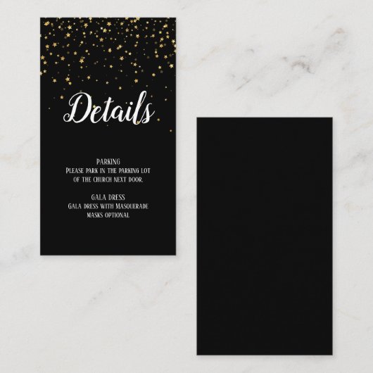 Gold Confetti on Black Details New Year's Insert (Vorne/Hinten)