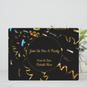 Gold Confetti Party Einladung (Stehend Vorderseite)